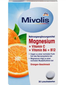 Пастилки Mivolis Magnesium + Vitamin C + Vitamin B6 + B12, 30 шт., 45 г 00000001330 фото