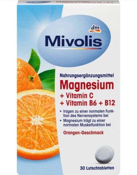 Пастилки Mivolis Magnesium + Vitamin C + Vitamin B6 + B12, 30 шт., 45 г 00000001330 фото