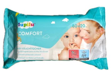 Дитячі вологі серветки Lupilu Comfort, 80+20 шт 00000001812 фото