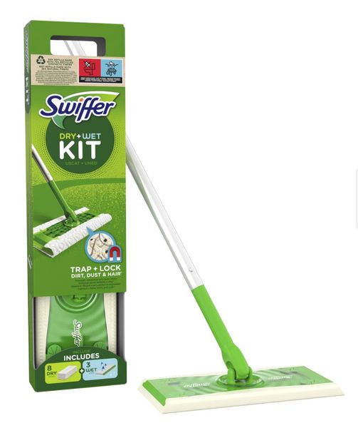 Набір швабра Swiffer + 8 серветок для сухого прибирання + 3 серветки для вологого прибирання 20130693 фото