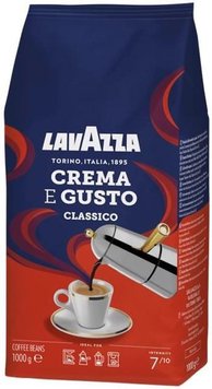 Кава в зернах Lavazza Crema e Gusto Classico, Купаж арабіка/робуста, 1000 g 00000002314 фото