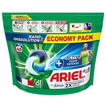 Капсули для прання Ariel 4in1 + Active odor defense, Універсальні, Захист від запаху, 40 шт. 00000002098 фото