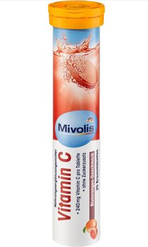 Таблетки шипучі Mivolis Vitamin C, Вітамін С, Смак червоного апельсина, 20 шт. 82 g 00000001448 фото