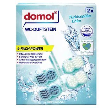 Туалетний блок domol 4-fact Power T&uuml;rkissp&uuml;ler Chlor, Бірюзова вода, 2 шт. 00000002866 фото