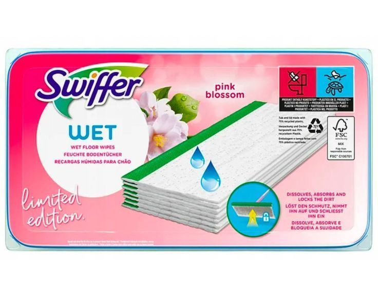 Вологі серветки Swiffer, Pink Blossom, З квітковим ароматом, Рожева серія, 24 шт. 00000002566 фото