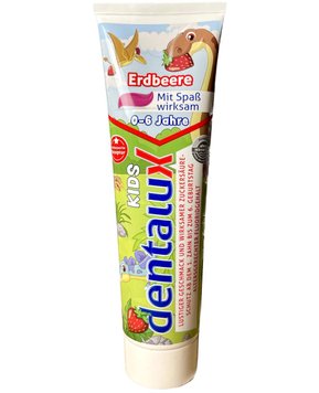 Дитяча зубна паста Dentalux Kids, Від 0-6 років зі смаком полуниці, З фтором, 100 ml 00000001143 фото