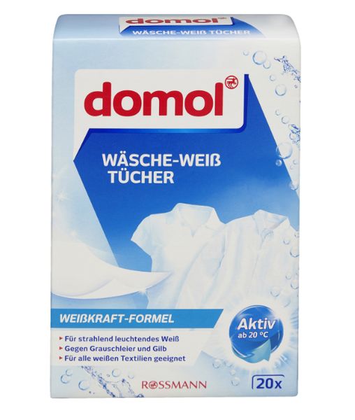 Серветки для прання та відновлення білого кольору тканин domol, 20 шт. 00000002369 фото