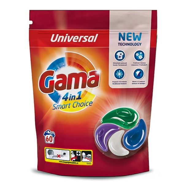 Капсули для прання Gama 4in1 Universal, Універсальні, 60 шт. 21005211 S2918 фото