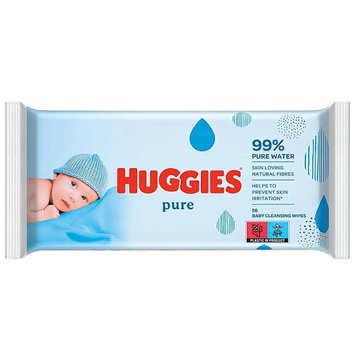 Дитячі вологі серветки Huggies Pure, 56 шт. 61277021 фото