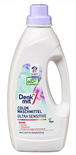 Гель для прання Denkmit Ultra Sensitive Color, Для кольорового, Гіпоалергенний, 27 прань, 1,5 L 00000001726 фото