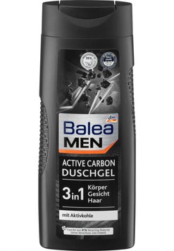 Гель для душу Balea Men Active Carbon 3in1, Для чоловіків, З активованим вугіллям, 300 ml 1033627 фото