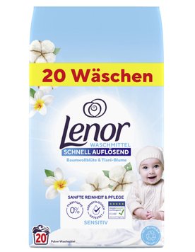 Порошок для прання Lenor Sensitive, Універсальний, Гіпоалергенний, 20 прань, 1200 г 00000002149 фото