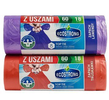 Ароматизовані пакети для сміття Sipeko Ecostrong, на зав'язки з лавандою, 60 л, 18 шт. 00000003325 фото