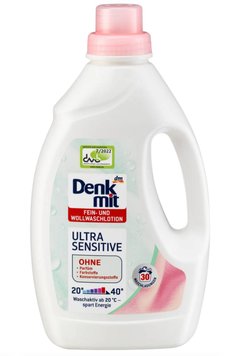 Гель для прання Denkmit Ultra Sensitive, Для вовни, шовку, кашеміру, Гіпоалергенний, 30 прань, 1,5 L 00000000083 фото