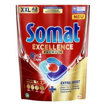 Таблетки для посудомийної машини Somat Exellence Premium 5in1, 42 шт. 00000002678 фото
