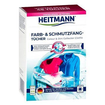 Серветки для вловлювання кольору та бруду для прання HEITMANN, 45 шт. 00000002727 фото