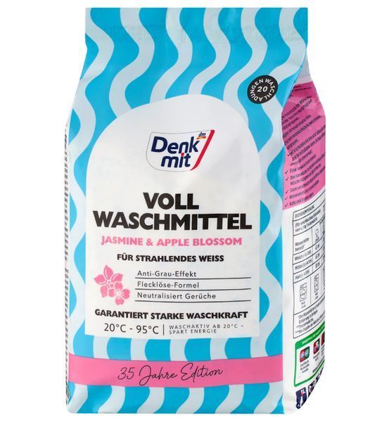 Порошок для прання Denkmit, Для яскраво-білого, Жасмин та яблуневий цвіт,З коробкою, 20 прань,1,3 кг 00000002976 фото