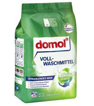 Порошок для прання domol, Для яскраво-білого, Формула засобу для виведення плям, 20 прань, 1,35 кг 00000002579 фото