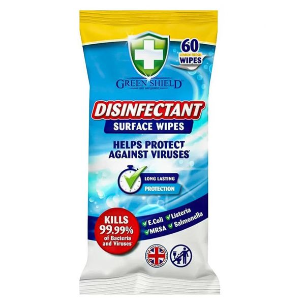 Серветки вологі для прибирання, Антибактеріальні Green Shield Disinfectant, Універсальні, 70 шт. 00000002080 фото