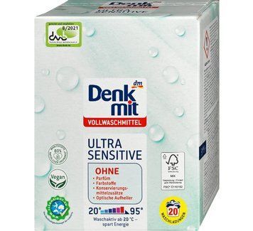 Порошок для прання Denkmit Ultra Sensitive White, Для білого, 20 прань, 1,35 кг 00000001732 фото