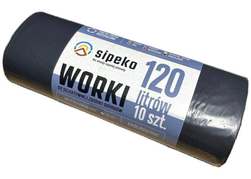 Пакети для сміття Sipeko LDPE Worki, 120 л, 10 шт. 00000001581 фото