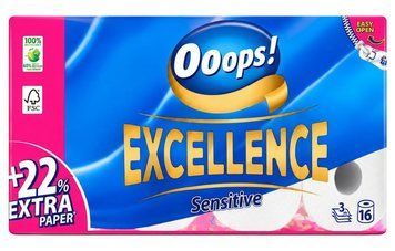 Туалетний папір Ooops! Excellence Sensitive, 3-шаровий, 16 шт. 00000003680 фото