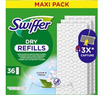 Змінні сухі серветки для швабри Swiffer DRY, Для сухого прибирання, Свіжий аромат, 36 шт. 00000002782 фото