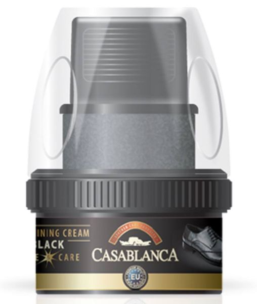 Крем-блиск для взуття з губкою Casablanca Black, Чорний, 50 ml 00000001302 фото