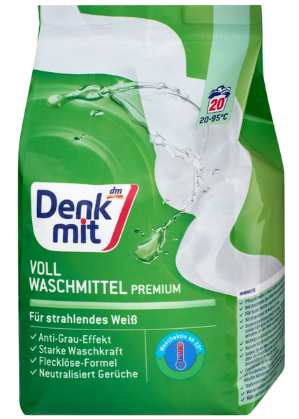 Порошок для прання Denkmit, Для яскраво-білого, Формула засобу для виведення плям, 20 прань, 1,35 кг 00000000130 фото