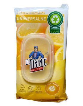 Серветки вологі для прибирання Mr.Magic, Універсальні, Аромат цитрусових, 80 шт. 2308192301 фото