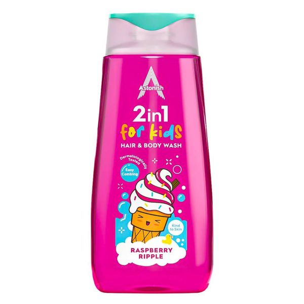 Гель для душу та шампунь Astonish Kids 2in1, Для дітей, Малина та ваніль, 400 ml 00000002035 фото