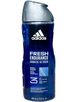 Гель для душу Adidas Men Fresh Endurance 3in1, Для чоловіків, Стійкий освіжаючий аромат, 400 ml 3079M1 фото