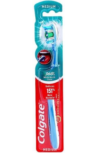 Зубна щітка Colgate 360 Whole Mouth Clean, Medium, Середньої жорсткості. P18352667 фото