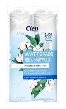 Ватні косметичні диски Cien, 100% бавовна, 2x100 шт. 00000002938 фото