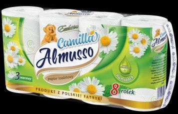 Туалетний папір Almusso Camilla, 3-шаровий, Аромат ромашки, 8 шт. 00000003039 фото