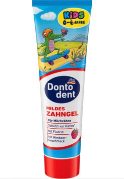 Дитяча зубна паста Dontodent Kids, 0-6 років, Зі смаком малини, З фтором, 100 ml 00000001141 фото