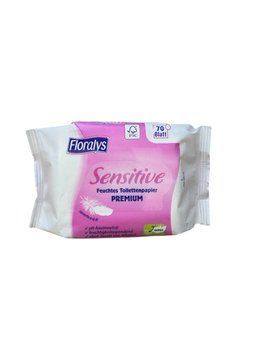 Вологий туалетний папір, Floralys Sensitive, Оксамитово м'який, Premium, 70 шт 00000003291 фото