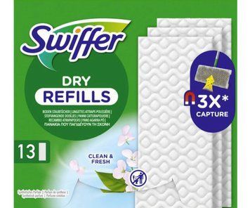 Змінні сухі серветки для швабри Swiffer DRY, Для сухого прибирання, Свіжий аромат, 13 шт. 00000002942 фото
