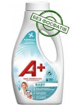 Гель для прання дитячої білизни A+ Baby Sensitive, 22 прань, 990 ml 00000003143 фото