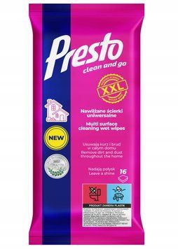Серветки вологі для прибирання Clean & Go XXL, Універсальні, 16 шт. 00000003044 фото