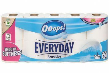 Туалетний папір Ooops! EveryDay Sensitive, 3-шаровий, 10 шт. 00000003492 фото