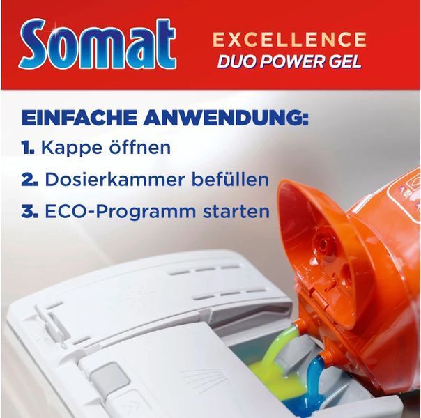 Гель для посудомийної машини Somat Excellence Duo Power Gel Lemon & Lime, 58 прань, 928 ml 00000002694 фото