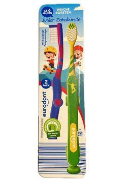 Дитяча зубна щітка Eurodont Junior, Від 6 років, 2 шт. 00000002595 фото