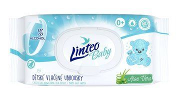 Дитячі вологі серветки Linteo Baby, З алоє вера, 80 шт 00000003052 фото