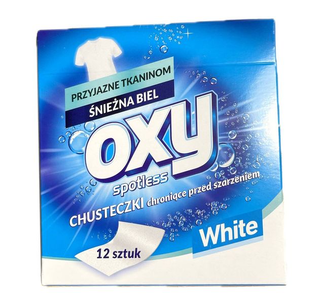 Серветки для відновлення білого кольору тканини Oxy White, 12 шт. 00000000364 фото