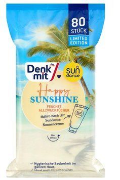 Серветки вологі для прибирання Denkmit Happy Sunshine, Універсальні, Зі свіжим ароматом, 80 шт. 00000003749 фото