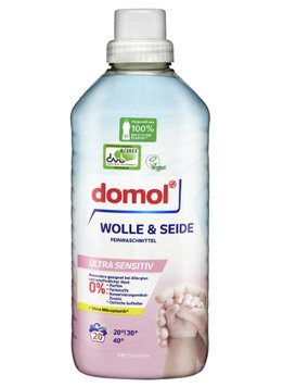 Гель для прання domol Wolle & Seide Ultra Sensitive, Для вовни та шовку, Гіпоалергенний,20 прань,1 L 00000002245 фото